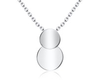 Overlap Round Disc Silver Necklace SPE-3208